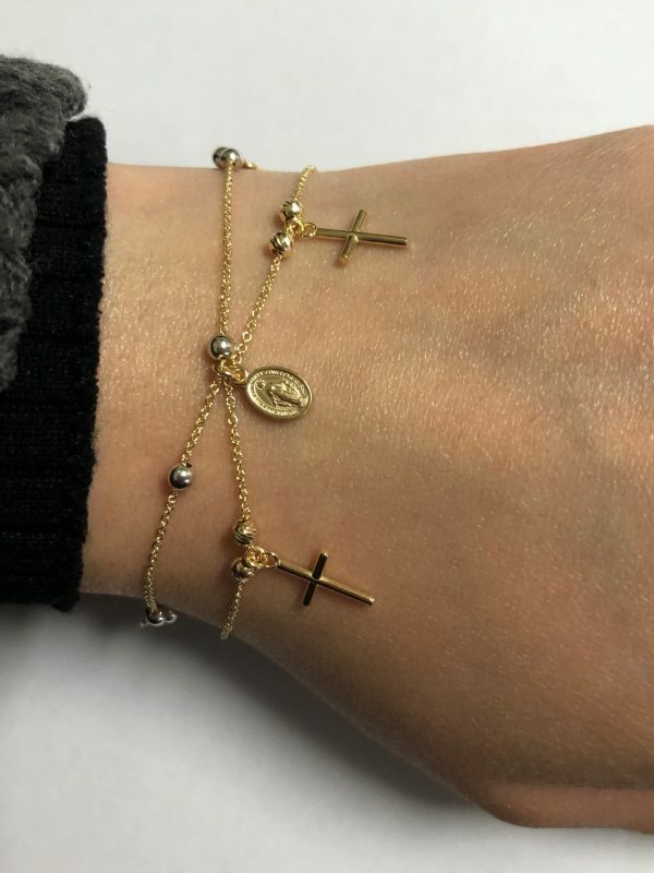 18ct yellow and white gold rosary bracelet