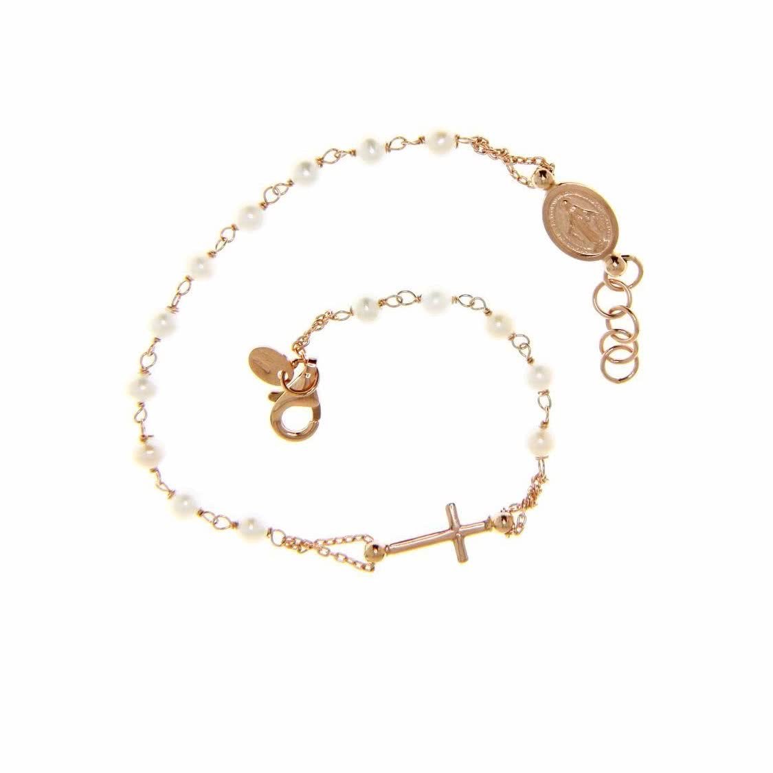 18ct rose gold and pearl rosary bracelet | Rosary Bracelets | Cerrone