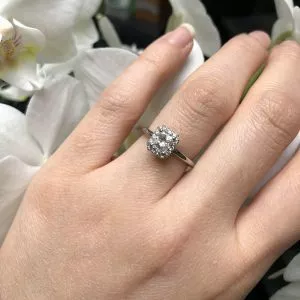Platinum 0.67ct F SI1 radiant diamond ring