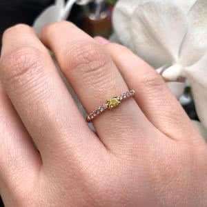 18ct rose and yellow gold Australian pink & yellow diamond ring