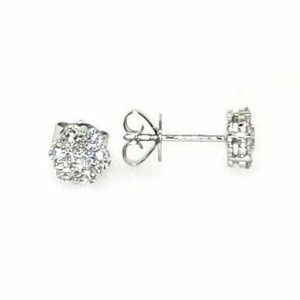 18ct white gold diamond claw set cluster stud earrings