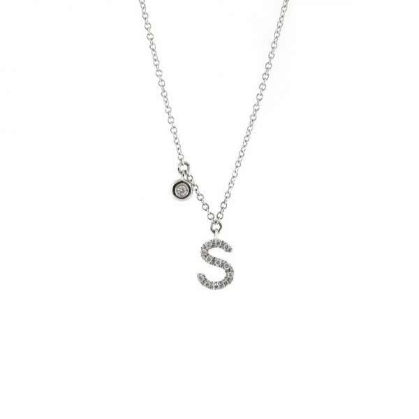 18ct white gold diamond Initial "S" necklace