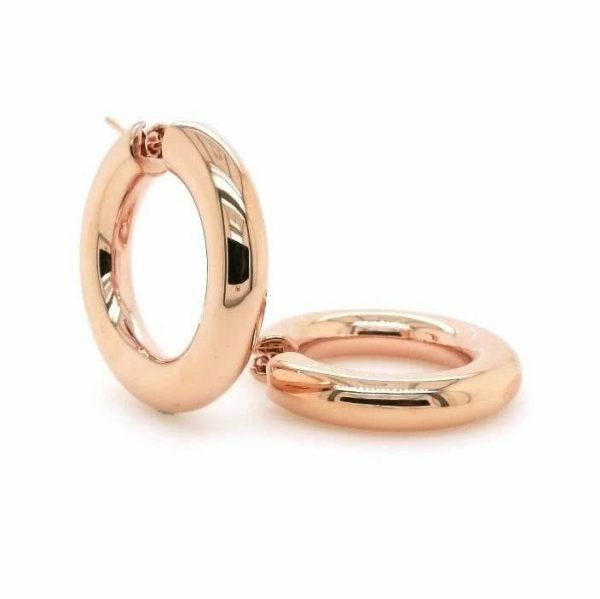 18ct rose gold thick hoop earrings