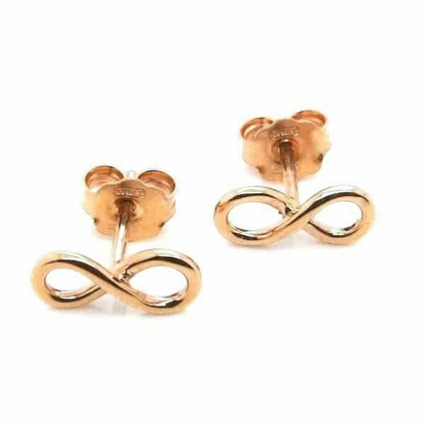 18ct rose gold mini infinity stud earrings
