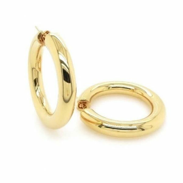18ct yellow gold thick hoop earrings