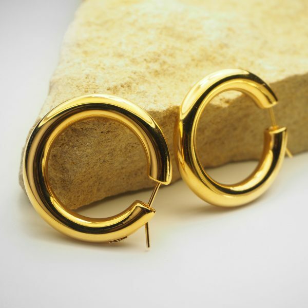 18ct yellow gold thick hoop earrings