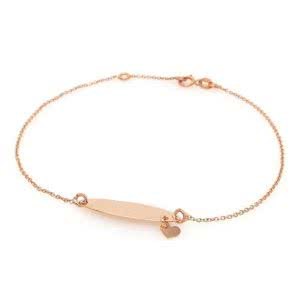 18ct rose gold oval shape bracelet with heart charm