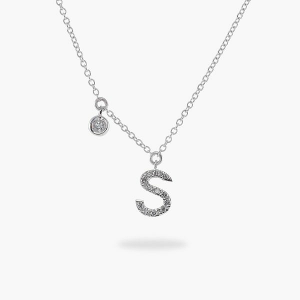 18ct white gold diamond Initial "S" necklace