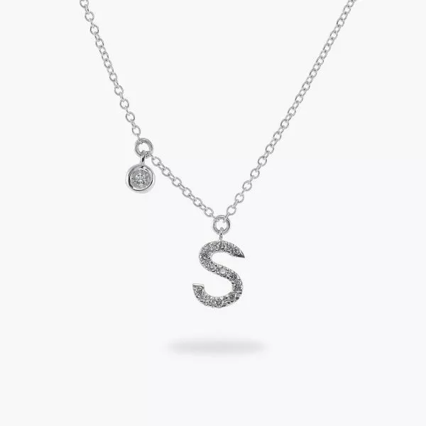18ct white gold diamond Initial "S" necklace