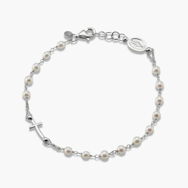 18ct white gold pearl rosary bracelet