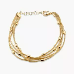 18ct yellow gold layered woven bracelet