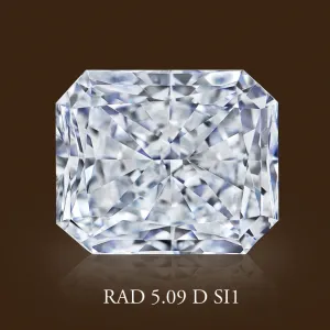 5.09ct D SI1 Radiant Cut Diamond - GIA CERT