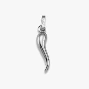 18ct white gold corno pendant