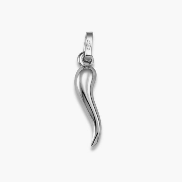 18ct white gold corno pendant