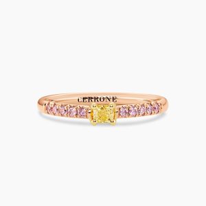 18ct rose and yellow gold Australian pink & yellow diamond ring