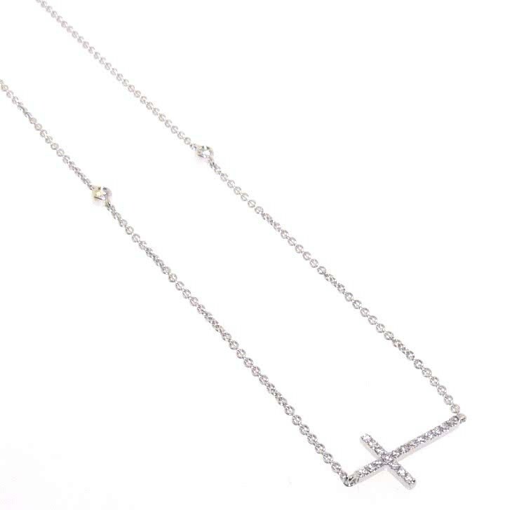 18ct white gold diamond set cross necklace Cerrone Jewellers
