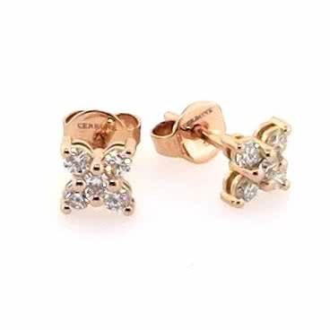 18ct rose gold diamond flower stud earrings