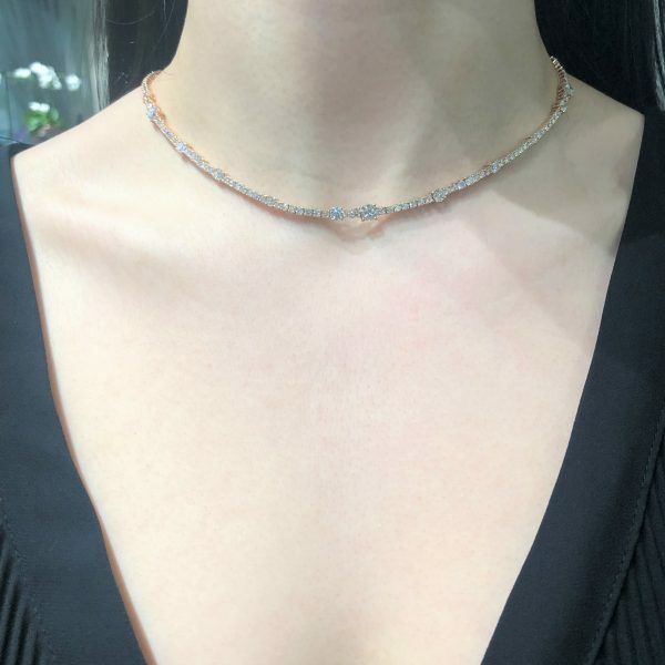 18ct rose gold diamond necklace