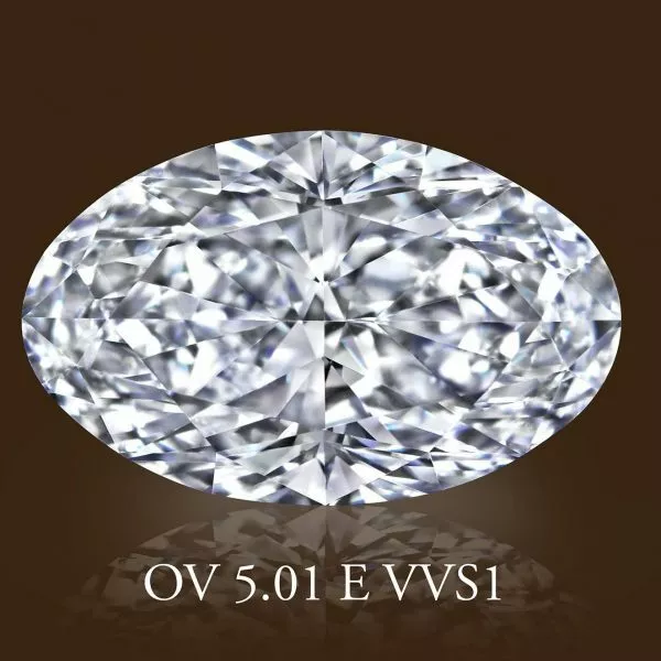 5.01ct E VVS1 Oval Cut Diamond - GIA CERT