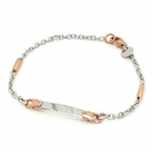 18ct white and rose gold ID tag baby bracelet