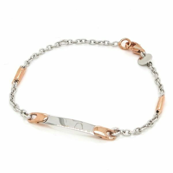 18ct white and rose gold ID tag baby bracelet