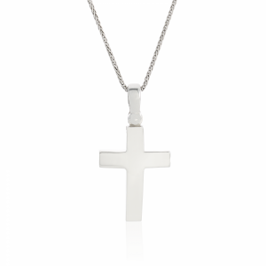 18ct white gold plain cross pendant