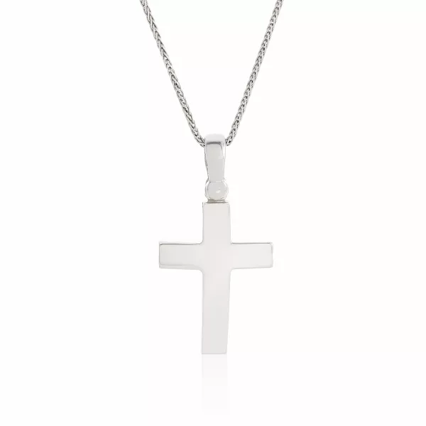 18ct white gold plain cross pendant