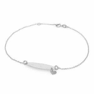 18ct white gold heart ID bracelet