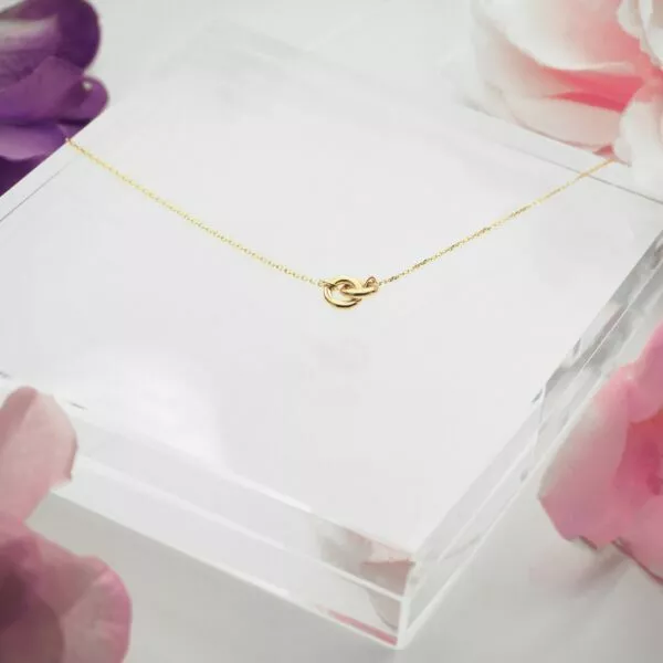 18ct yellow gold double circle necklace - Image 2