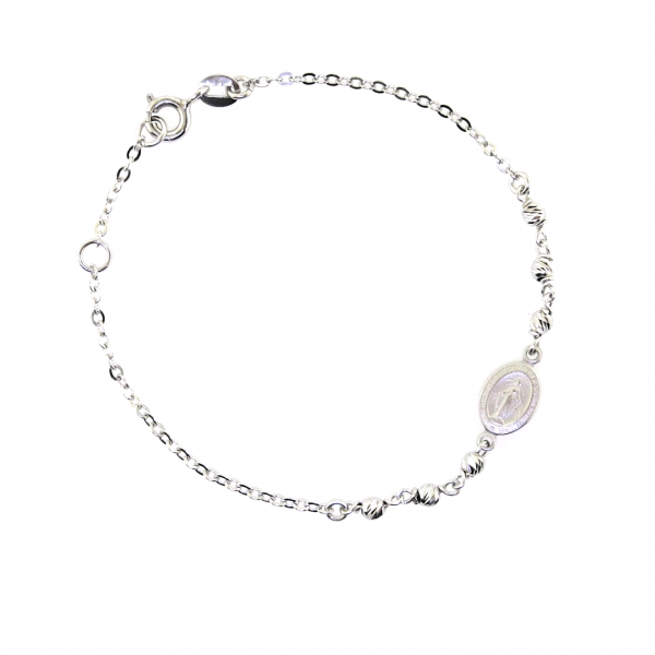 18ct white gold baby bracelet with medal