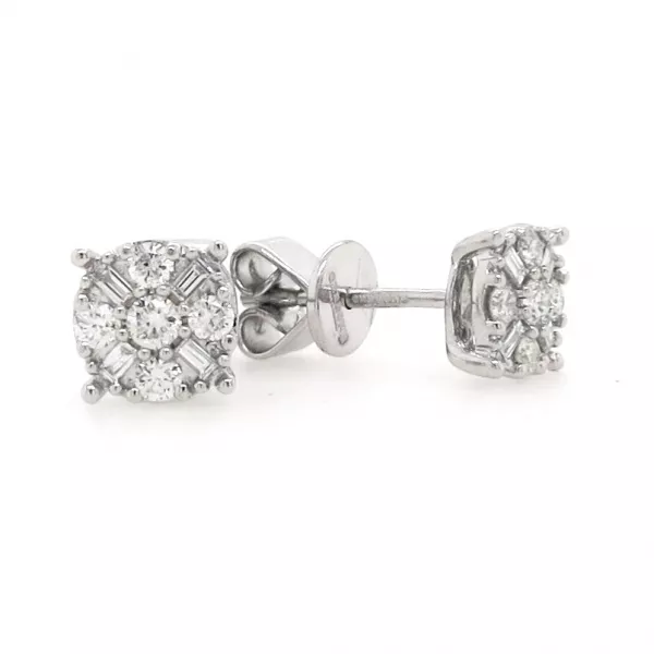 18ct white gold diamond cluster stud earrings