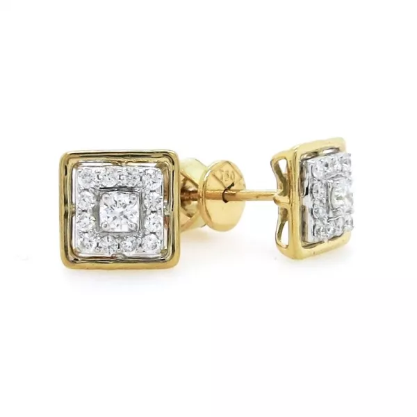 18ct yellow gold princess shape diamond cluster stud earrings