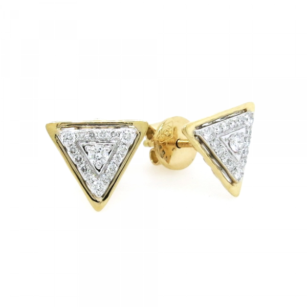 18ct yellow gold triangular shape cluster diamond stud earrings