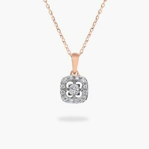 18ct rose gold cushion shape cluster diamond necklace