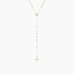 18ct yellow gold rosary beads necklace