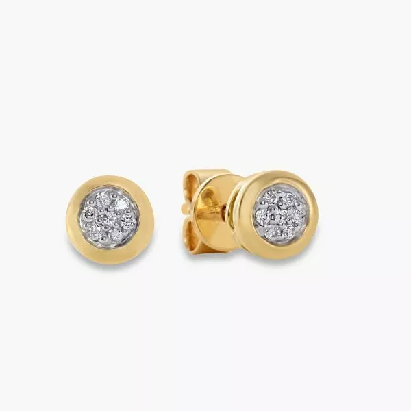 18ct yellow gold diamond cluster bezel stud earrings