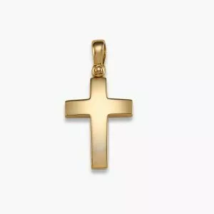 18ct yellow gold plain cross pendant