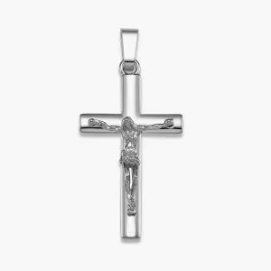 18ct white gold crucifix pendant 4.5cm