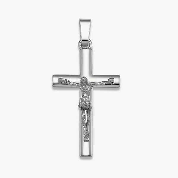 18ct white gold crucifix pendant