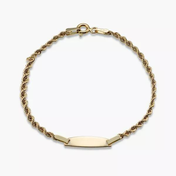 18ct yellow gold ID tag baby bracelet