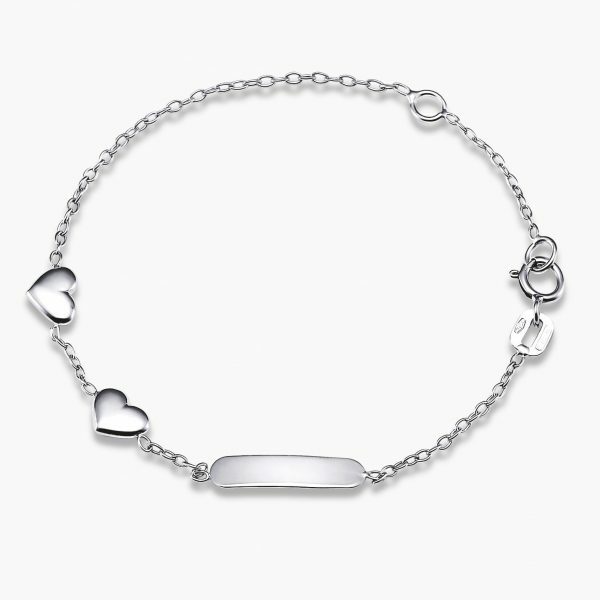 18ct white gold two hearts and ID baby bracelet