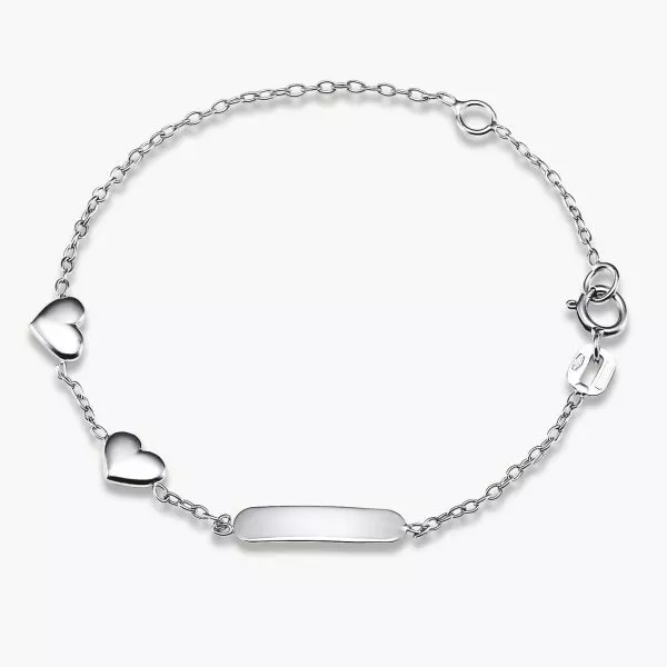 18ct white gold two hearts and ID baby bracelet
