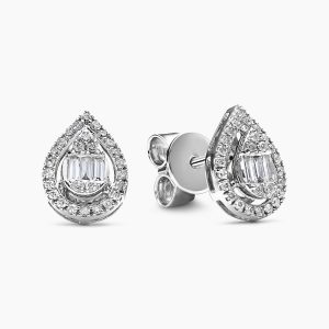 18ct white gold diamond pear shape stud earrings