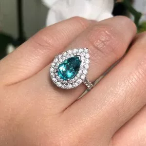 18ct white gold Paraiba tourmaline and diamond ring