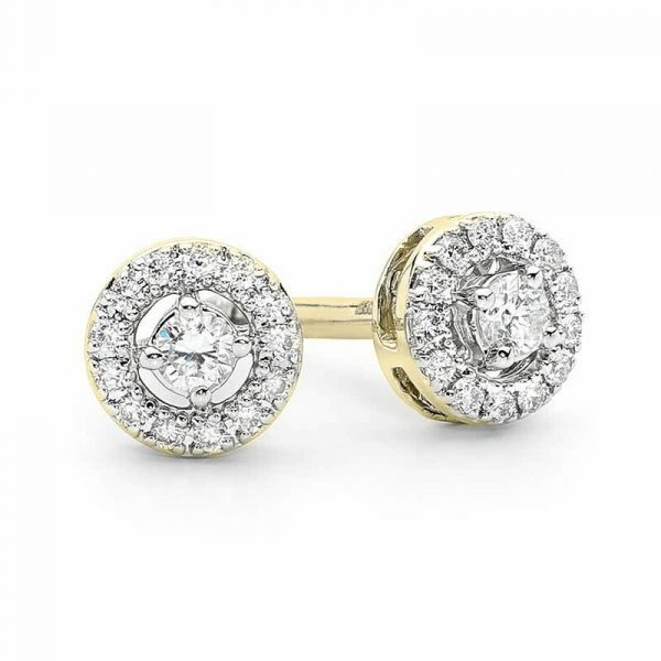 18ct yellow gold cluster diamond stud earrings