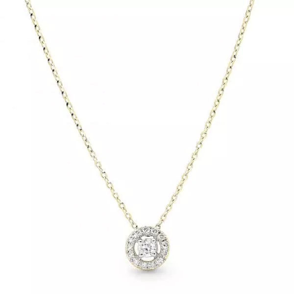 18ct yellow gold cluster diamond necklace