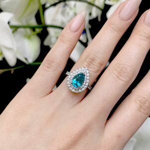 18ct white gold Paraiba tourmaline and diamond ring