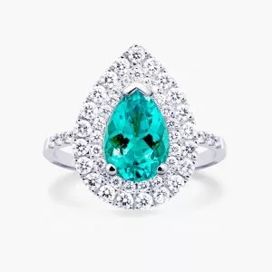 18ct white gold Paraiba tourmaline and diamond ring