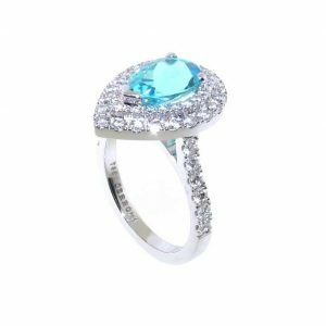 18ct white gold Paraiba tourmaline and diamond ring