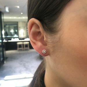 18ct Rose Gold round cluster Diamond Stud Earrings with halo